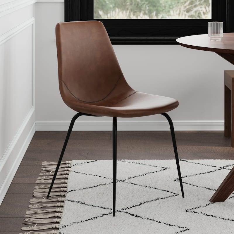 Malcolm Vegan Leather Side Chairs Black Legs (Set of 2) - Honey Tan
