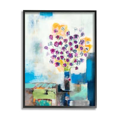 Stupell Rose Flowers Still Life Abstract Color Patchwork Framed Wall Art
