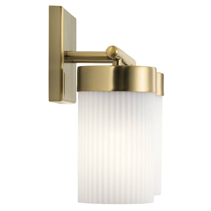 Kichler Ciona 14.5 inch 2 Light Vanity Light with Round Ribbed Glass in Brushed Natural Brass