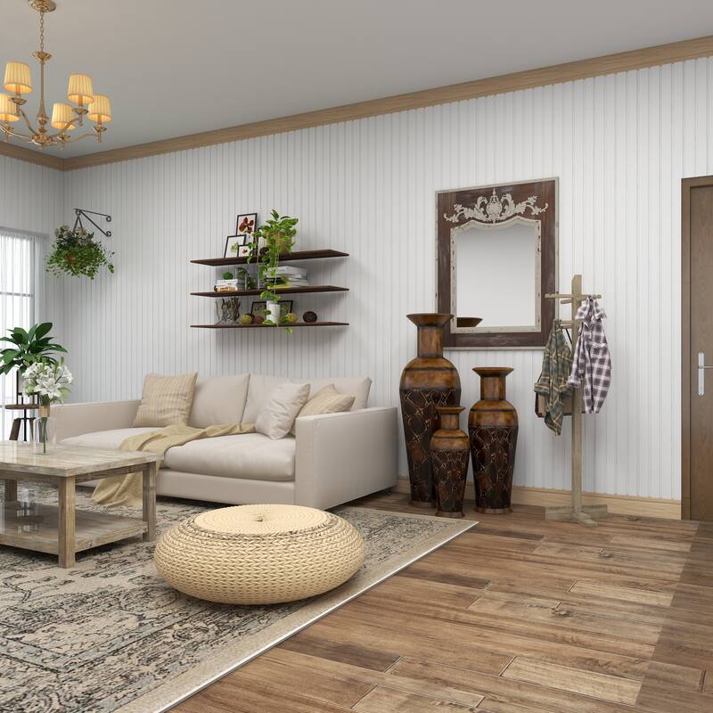 Hammered Iron Metal Rustic Traditional Floor Vase Set (3)