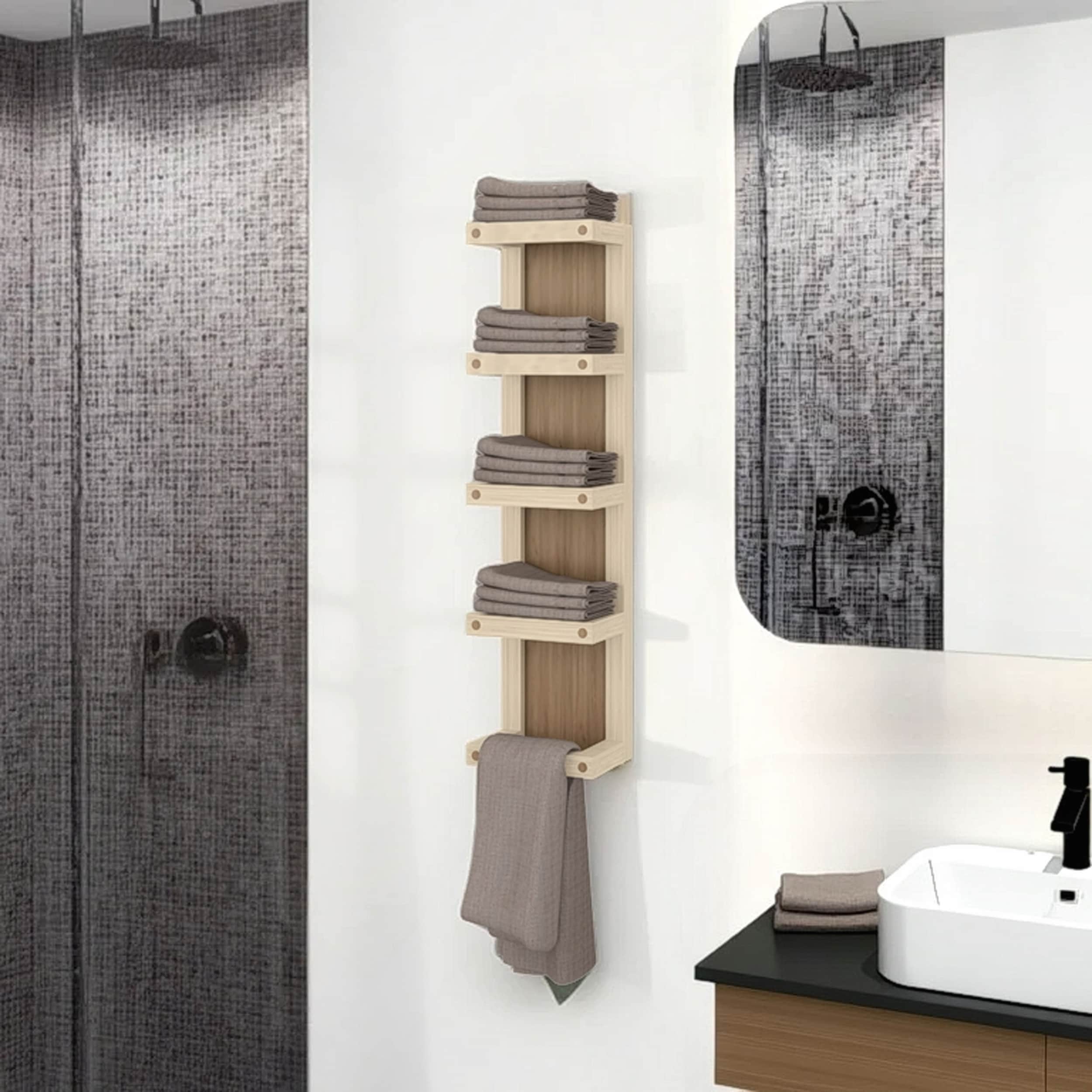 Modern Wall-Mounted Towel Rack with 5 Shelves
