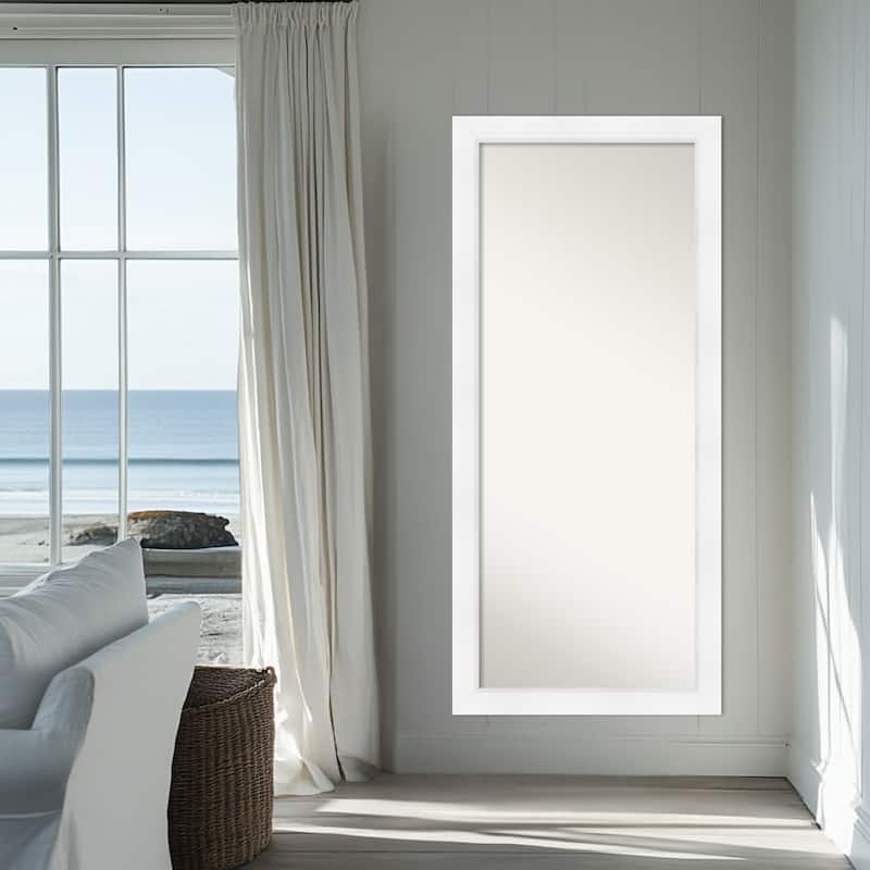 Sloped Non-Beveled Framed Full-Length Floor Leaner Mirror