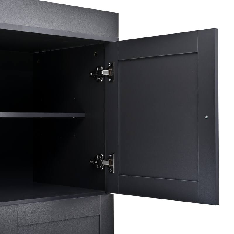 77" Tall Buffet Sideboard Storage Cabinet for Dining Room, Freestanding Kitchen Pantry Cabinetwith Drawers and Wine Racks