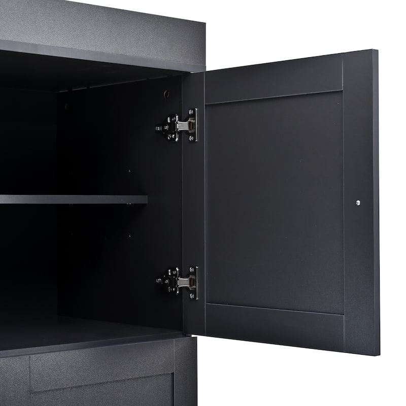 77" Tall Modern Shaker Kitchen Pantry with Wine Rack, Freestanding Storage Cabinet with Drawers & Door Shelves