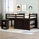 preview thumbnail 1 of 13, Minimalist Design Full Size Wood Loft Bed,Low Study Bed with Rolling Portable Desk,Ample Storage Space Espresso