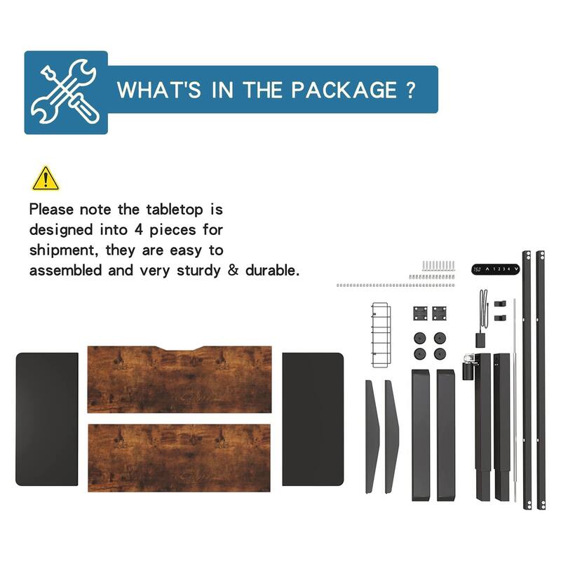 L-Shaped 59" Height Adjustable Electric Standing Desk, Sit and Stand Up Computer Desk For Home Office rustic