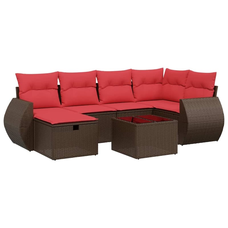 vidaXL Patio Sofa Set with Cushions Outdoor Conversation Furniture Poly Rattan