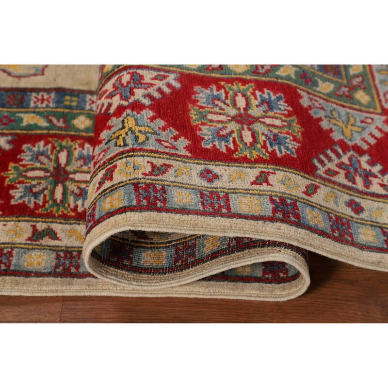 Traditional Beige Kazak Oriental Area Rug Handmade Wool Carpet - 5'2" x 6'10"
