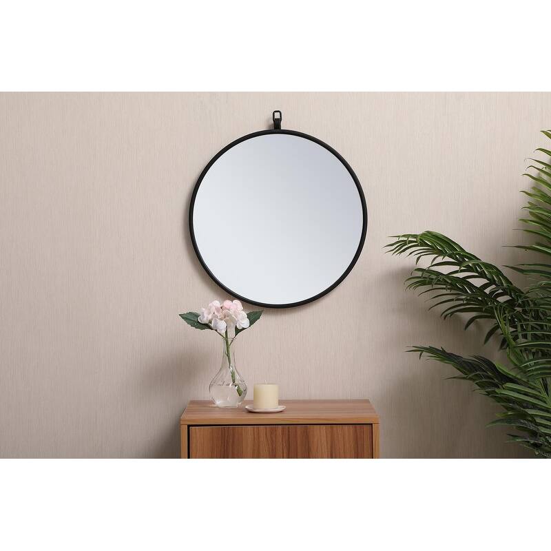 Carson Carrington Labbemala Metal Framed Round Wall Mirror - 18" Diameter - Black