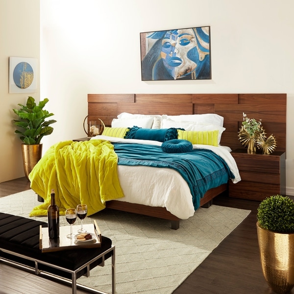 Walnut Wood King Size Headboard Extensions, 23.6" x 31.5". Opens flyout.