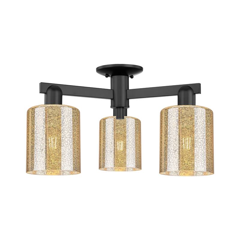 Innovations Lighting 716-3F-11-23 Cobbleskill Semi-Flush Cobbleskill 3 - Matte Black / Mercury