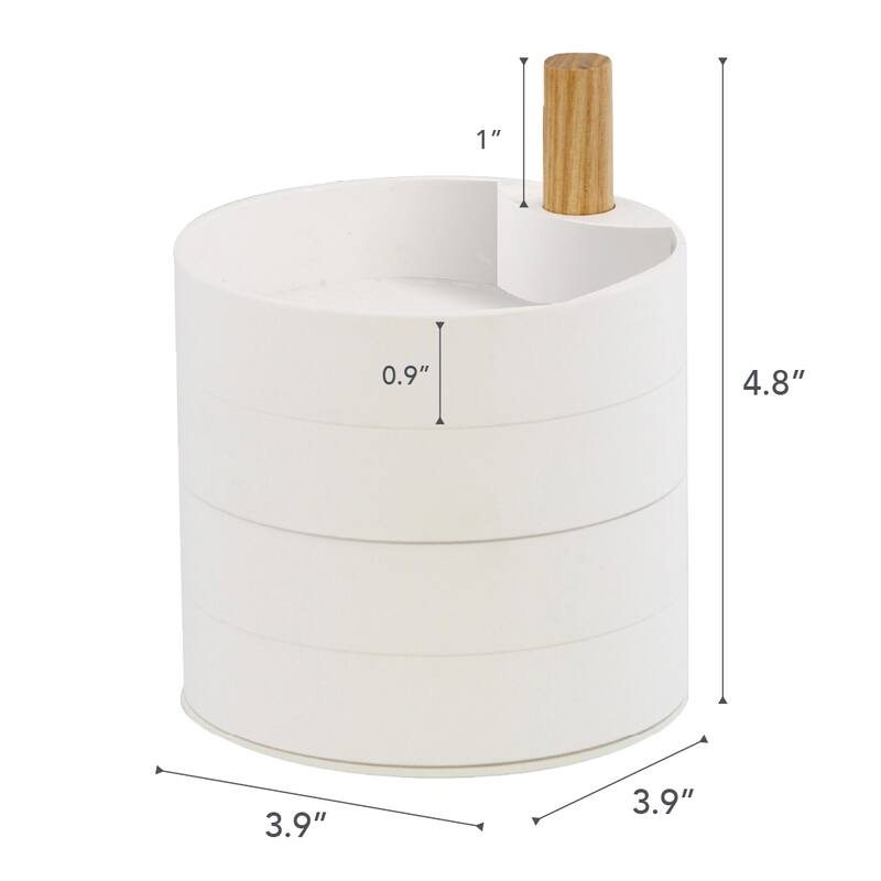 Yamazaki Home Open Top Stacked Jewelry Organizer - Two Sizes, Plastic and Wood, Small - L 3.94 x W 3.94 x H 4.8 inches