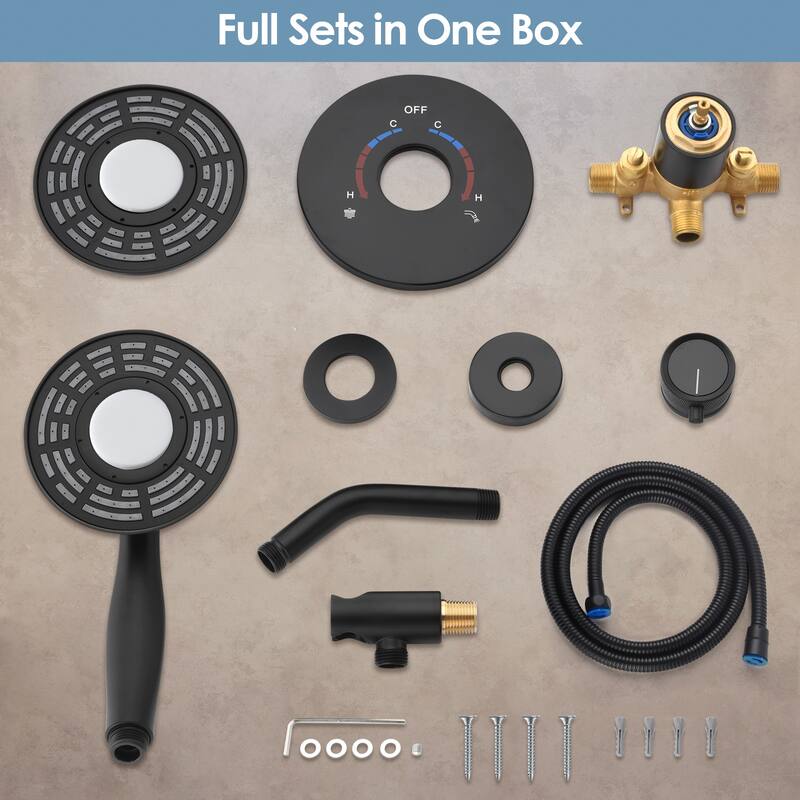 EVERSTEIN 2Spray Shower System LED 5" Shower Head with Pressure