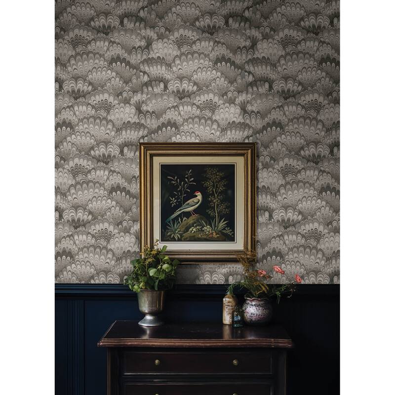 A-Street Prints Octavia Neutral Marbled Ink Wallpaper