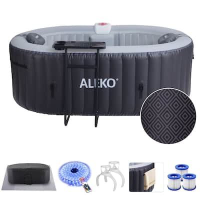 ALEKO Oval Inflatable 2 Prs Hot Tub with Energy-saving Cover & Jets Black Diamond