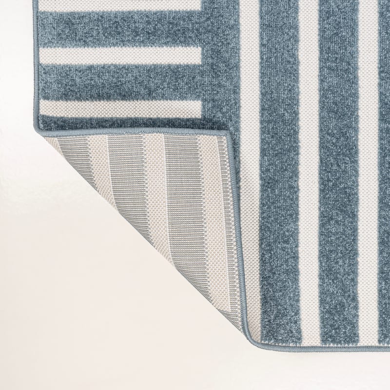 JONATHAN Y Finn High-Low MidCentury Modern Arch Stripe Two-Tone Indoor/Outdoor Rug