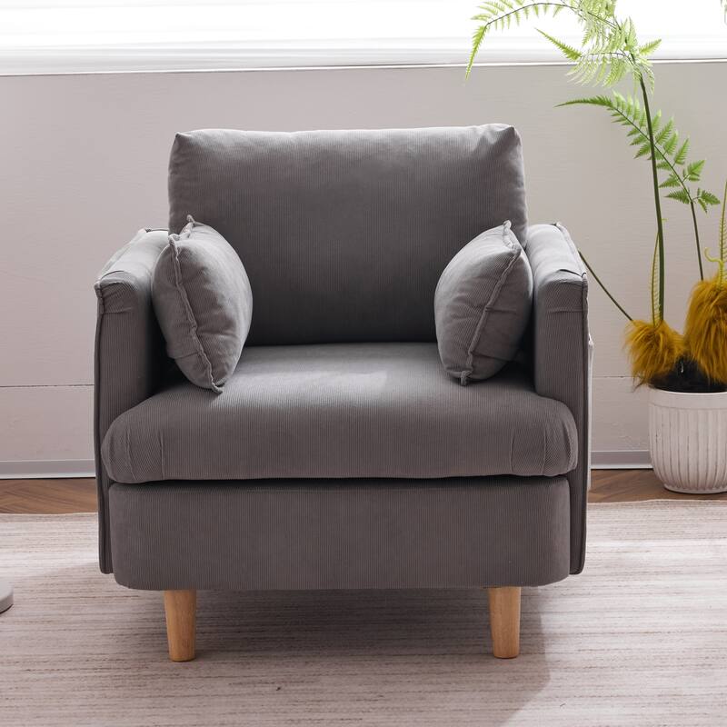 Modern Accent Armchair Upholstered Sofa Club Chair with 2 Pillow