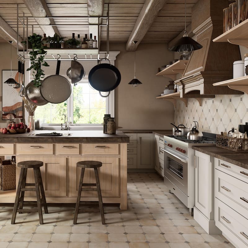 Merola Tile Laverton Octagon Arena with Taco Grafito 7-7/8" x 7-7/8" Porcelain Floor and Wall Tile - Case (50 Tiles)