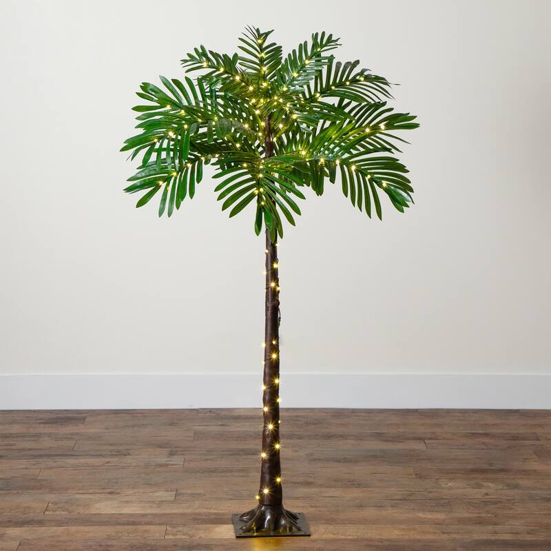 Pre-Lit Artificial Palm Tree - 4' - Warm White LED Lights