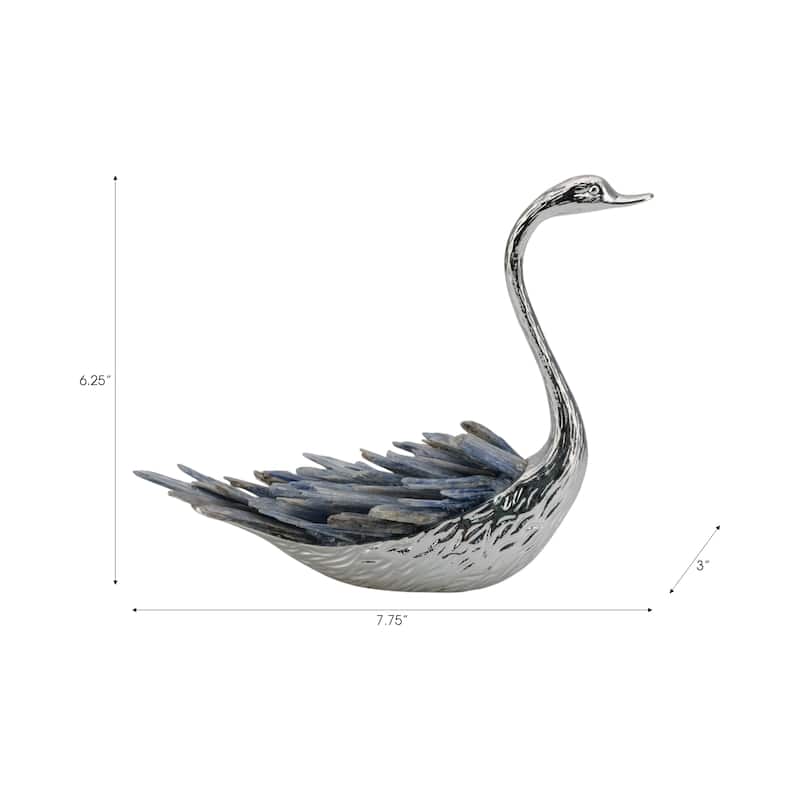 Metal Decorative Object Swan Figurine Kyanite Modern Stone Accent