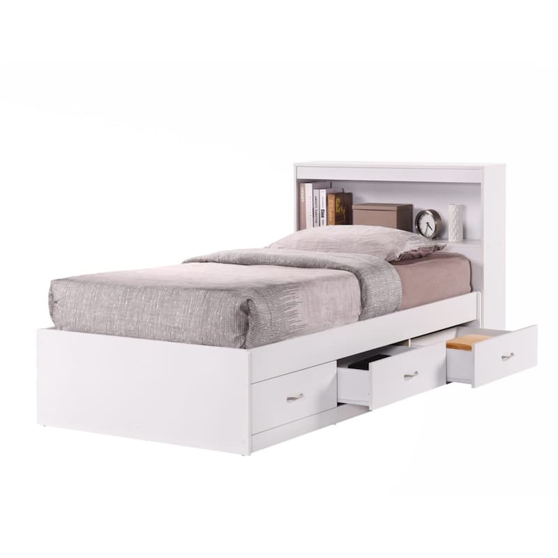 85.5" White Captain Bed with 3 Drawers and Headboard - Twin Size