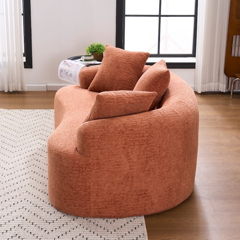 Characteristic Loveseat Sofa Couch with 3 Decorative Pillows, Curved 2-Seater Sofa Couch for Apartments