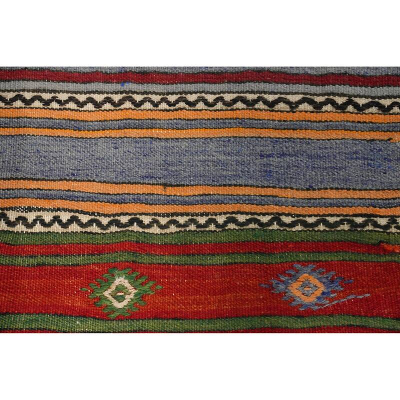 Hand Woven Oriental 100% Wool Carpet Southwestern Tribal Multi-Colored Kilim Area Rug - 7' 2'' X 4' 11''