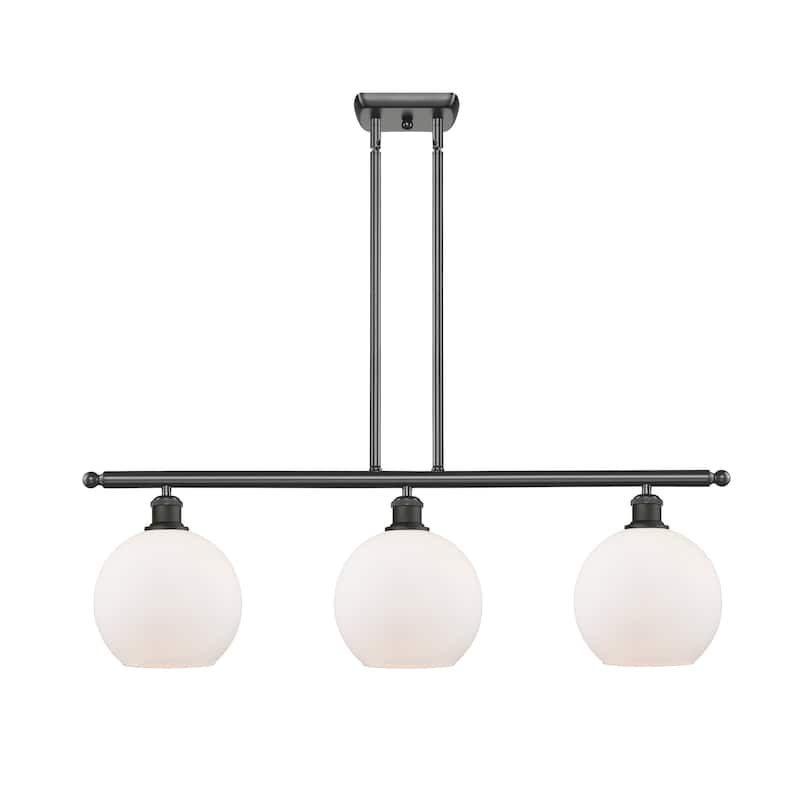 Innovations Lighting Athens 3 Light 36" Island Light - 8" Shade - Oil Rubbed Bronze/Matte White