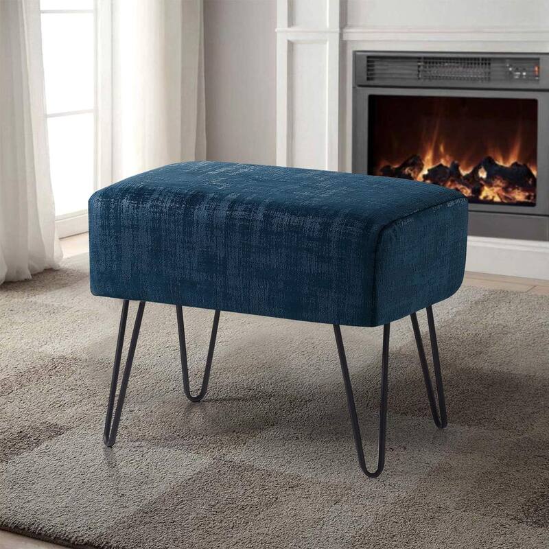 Textured Velvet Ottoman
