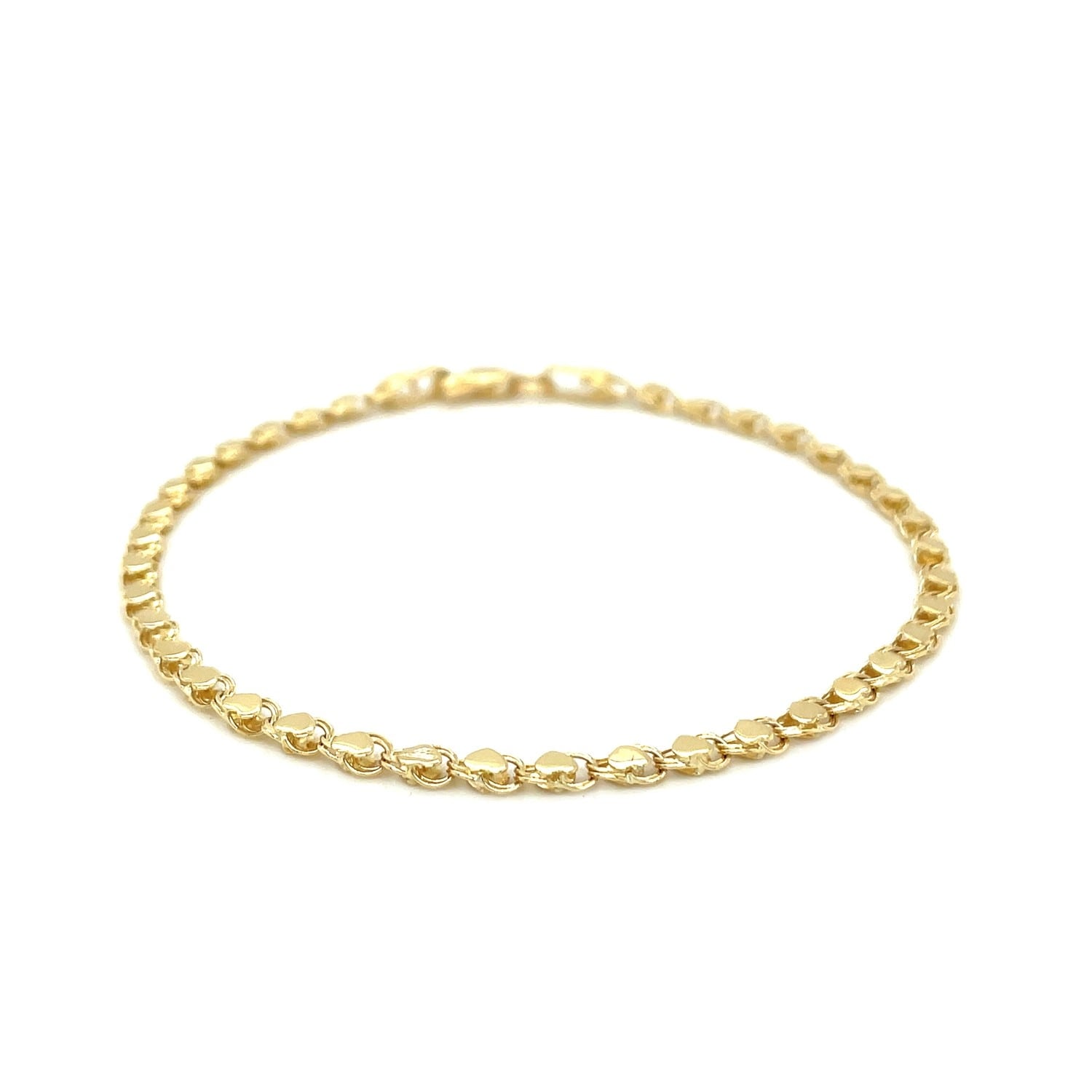 MayaMila 2.9mm 14k Yellow Gold Heart Bracelet