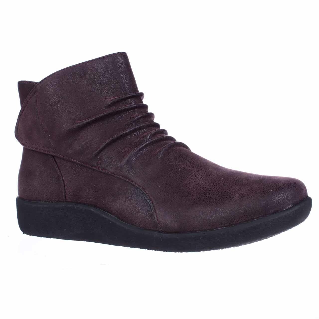 Shop Clarks Sillian Chell Ruched Comfort Boots Aubergine Free