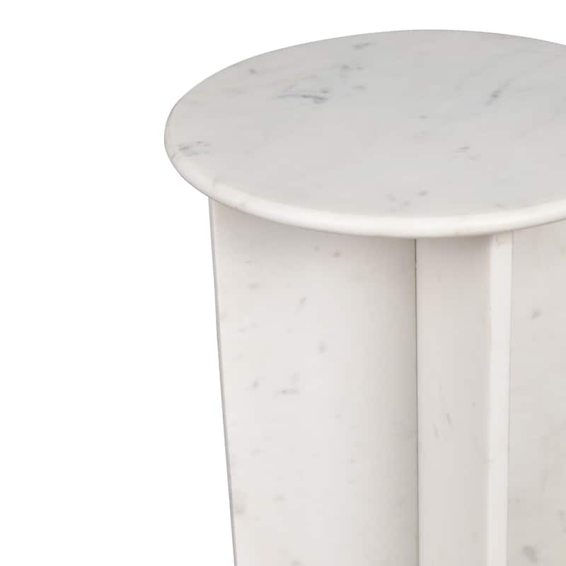 Cecil 17.75" Contemporary Natural Marble Handmade X-Shaped End Table, by JONATHAN Y.