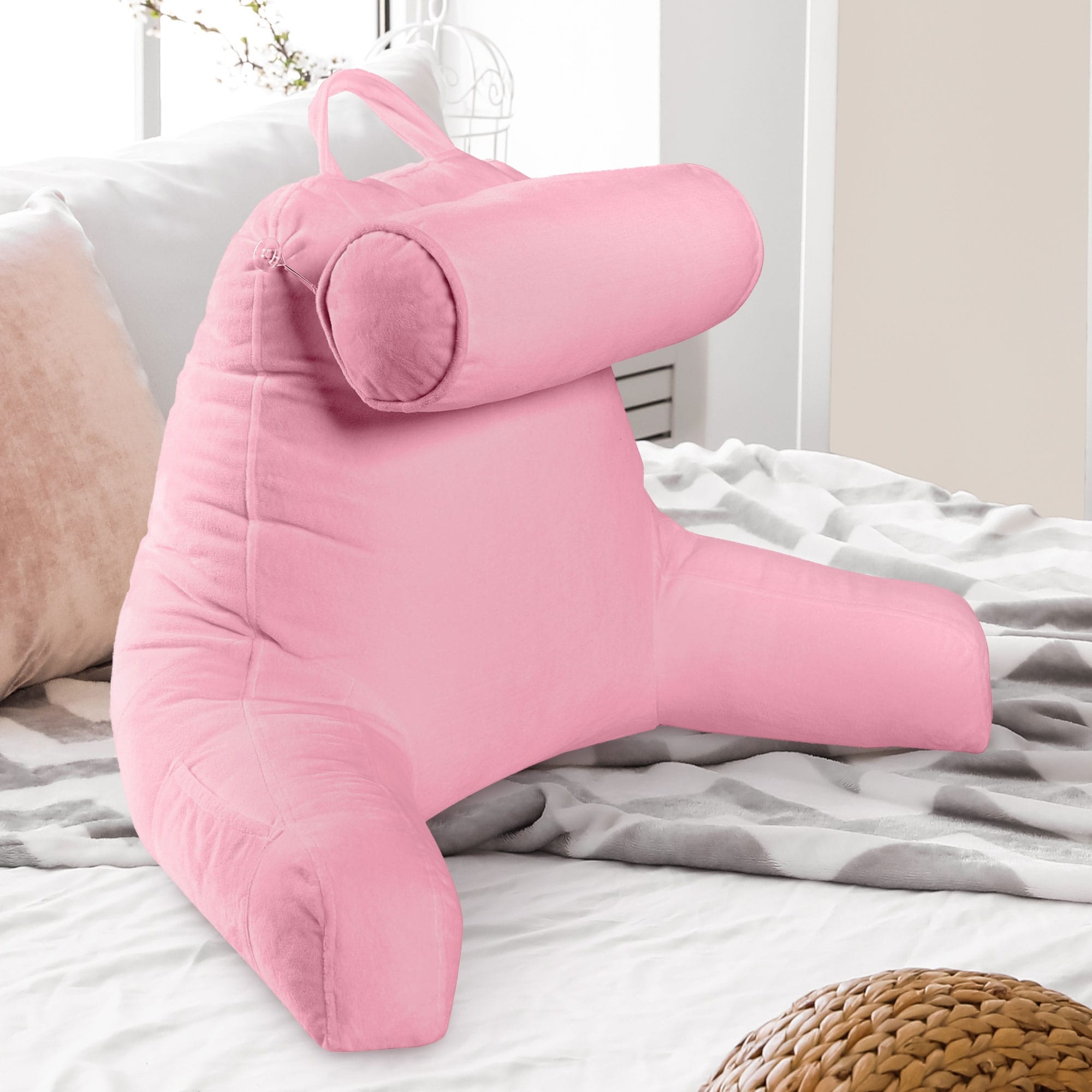 Cheer Collection TV and Reading Pillow with Detachable Bolster
