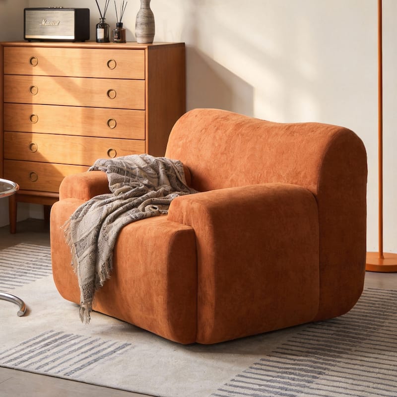 Chenille Accent Chair, Comfy Cloud Sofa Chair, Modern Armchair Boneless Reading Chairs