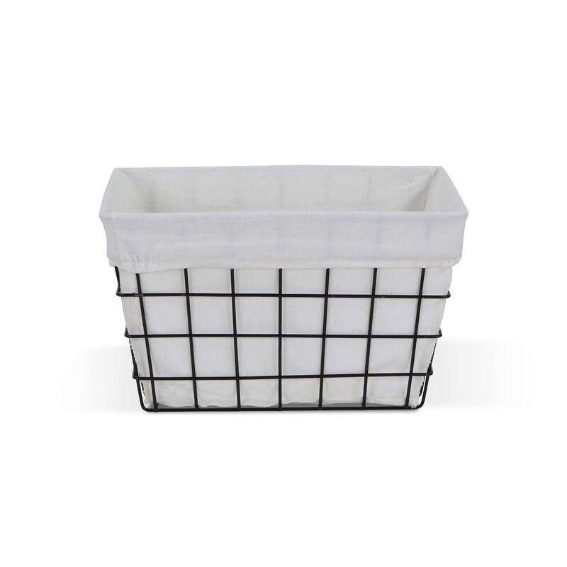12.75" Black Lined Grid Wire Tapered Storage Basket