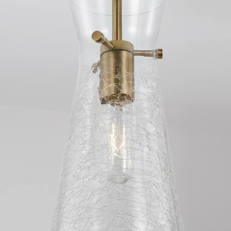 6" 1-light Pendant w/ Clear Half-Crackle Tapered Glass