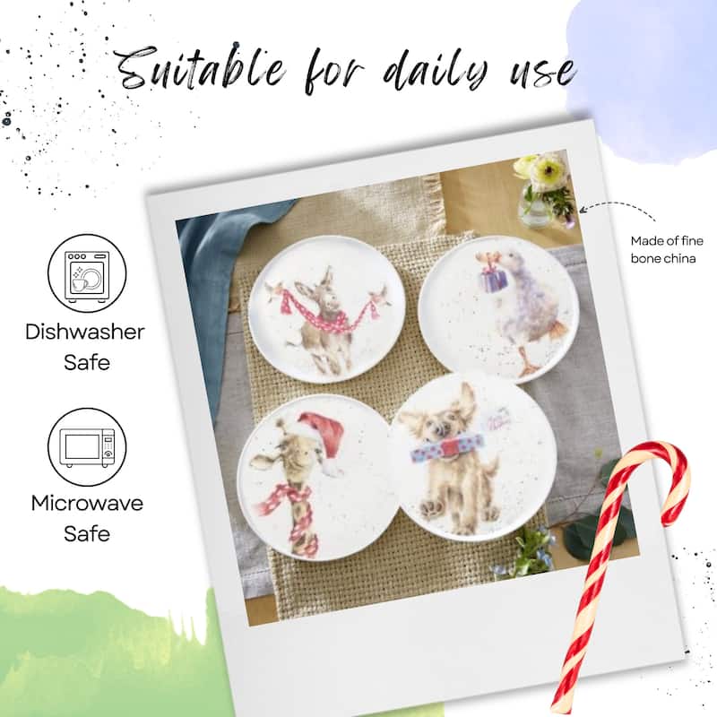 Royal Worcester Set of 4 Holiday Wrendale Designs Coupe Plate