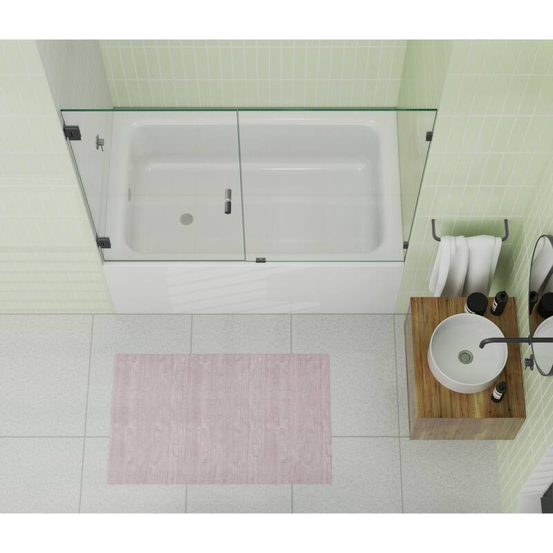 Glass Warehouse 58.25" x 57" Frameless Shower Bath Door - Wall Hinge