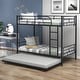 preview thumbnail 1 of 17, Twin-Over-Twin Metal Bunk Bed with Trundle ,Sturdy Steel Frame, High Safety Guardrails, Convertible Design Black