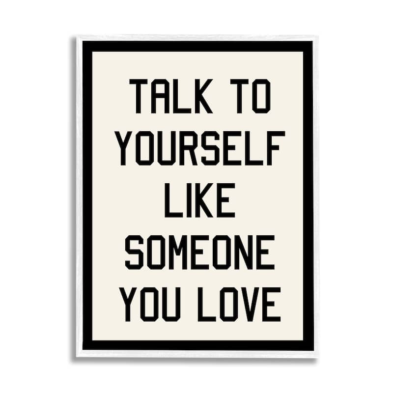 Stupell Love Yourself Phrase Framed Giclee Art Design by Daphne Polselli - 16 x 20 - White
