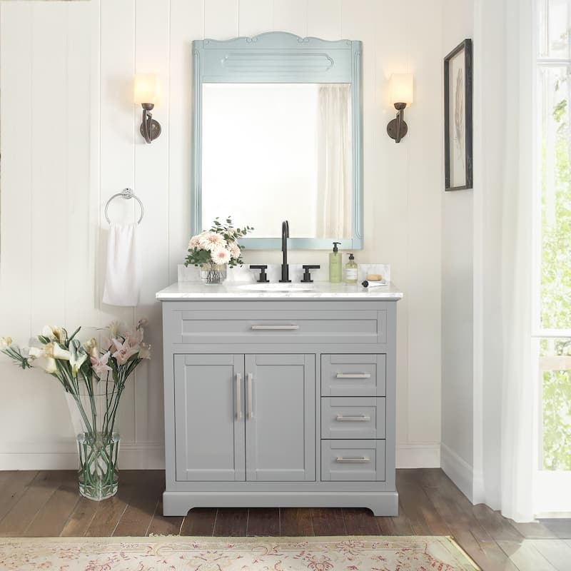 Bathroom Vanity with Marble Countertop without Mirror