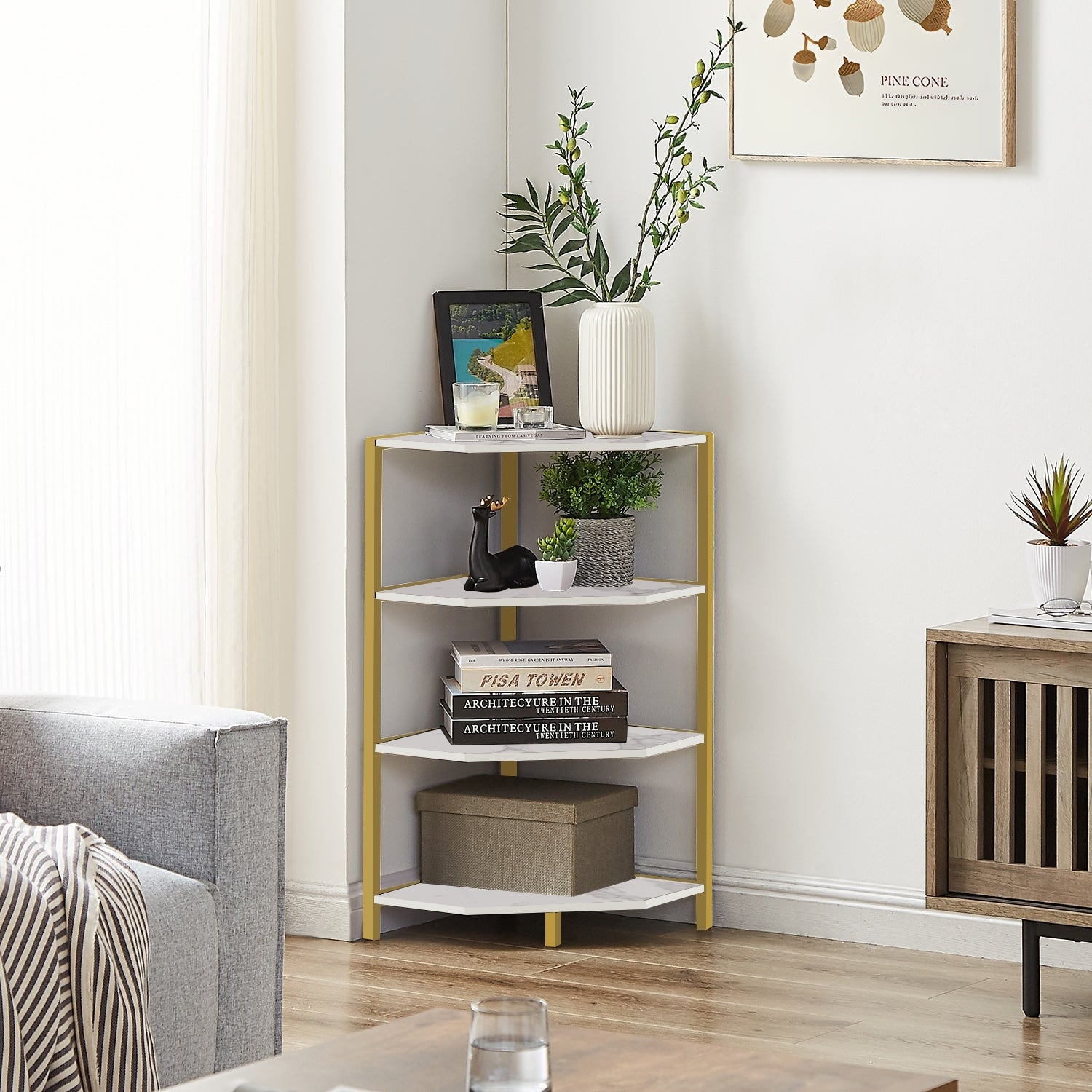 3 tier store corner shelf unit