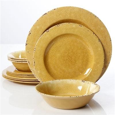 Gibson 107292.12 Studio Line Mauna Melamine Dinnerware Golden Yellow 12 Pc Set