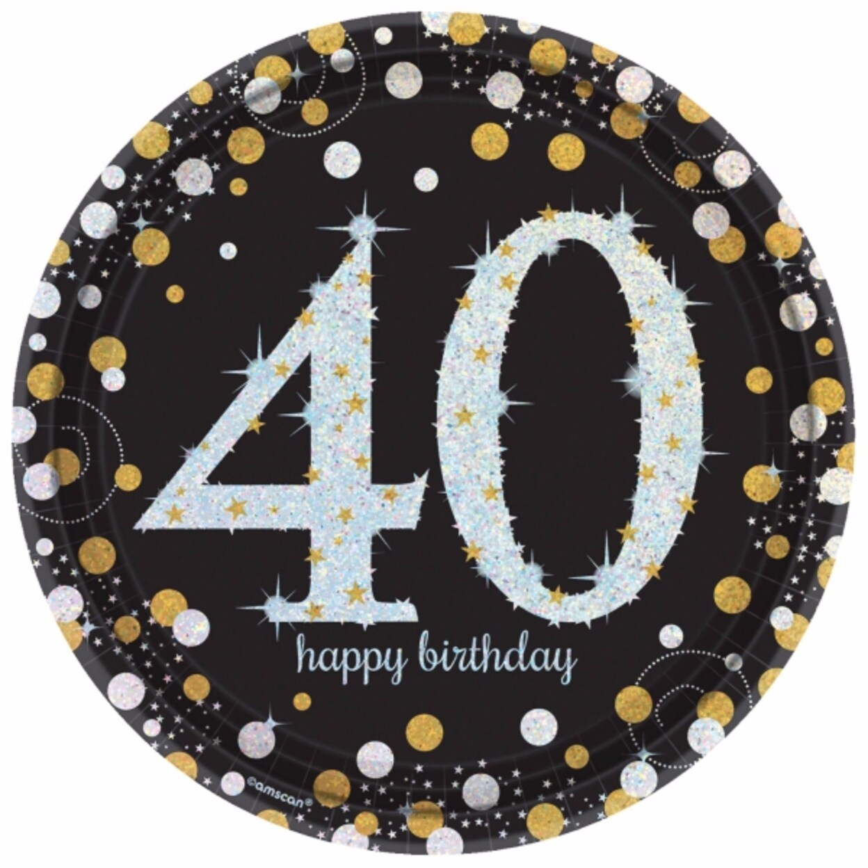 Amscan Sparkling Gold Celebration 40th Birthday Party Plates Pack Of 8 Black Gold One Size On Sale Overstock 32226548