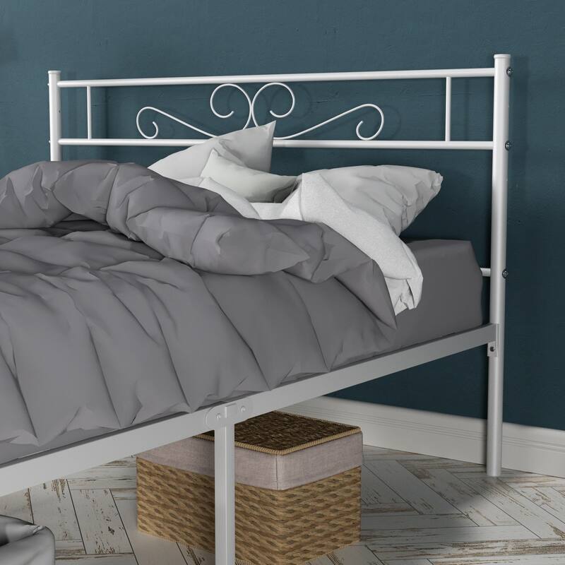 VECELO Modern Heavy Duty Metal Bed Frame with Headboard & Footboard Noise-Free No Box Spring Needed for 8-12 Inch Mattress