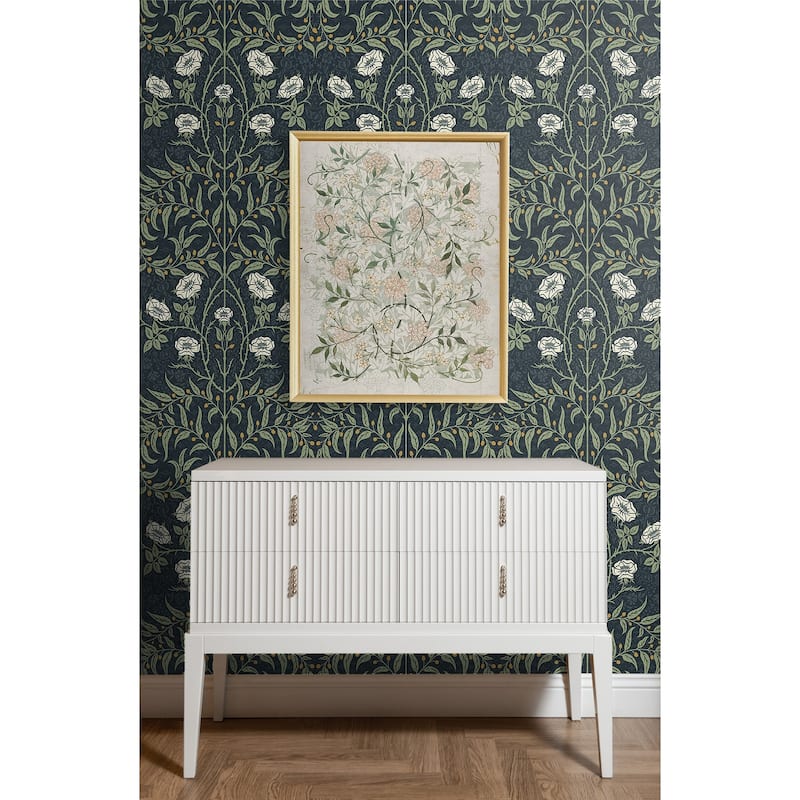 Seabrook Designs Stenciled Floral Prepasted Wallpaper