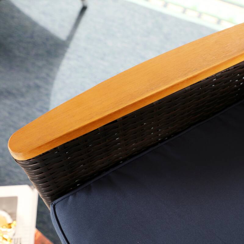 2 Pieces Outdoor Patio Rattan Chairs Wicker Dining Armchair Outdoor Furniture for Porch, Balcony & Deck