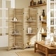 preview thumbnail 18 of 41, HOMCOM 5 Panel 67" Tall Wood Room Divider, Privacy Screen with 3 Display Shelves, and Folding Storage for Bedroom or Home Office Walnut