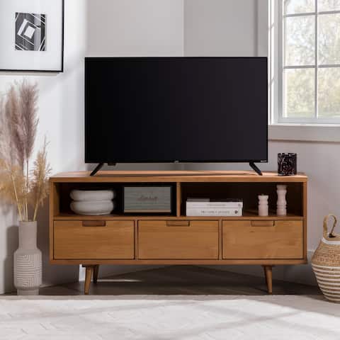 Middlebrook Designs 52-inch Mid-Century Solid Wood Corner TV Console
