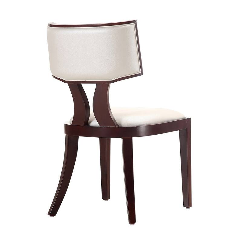 Pulitzer Pearl White and Walnut Faux Leather Dining Chair (Set of Two)